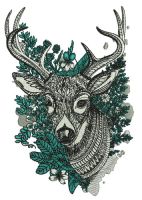 Mosaic deer embroidery design