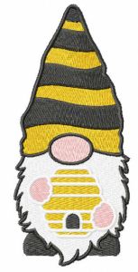 Gnome with beehive embroidery design