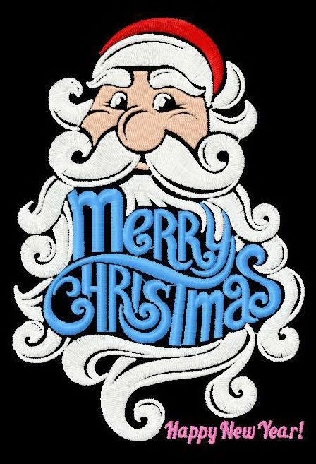 Santa wishes you Merry X-mas machine embroidery design