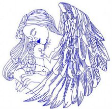 Angel with newborn 3 embroidery design