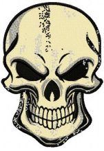 Smiling skull embroidery design