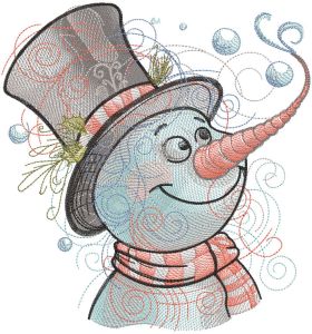 Snowman carrot nose embroidery design