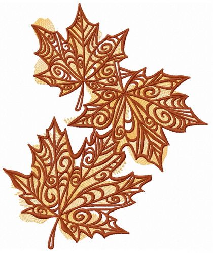 Maple leaves machine embroidery design