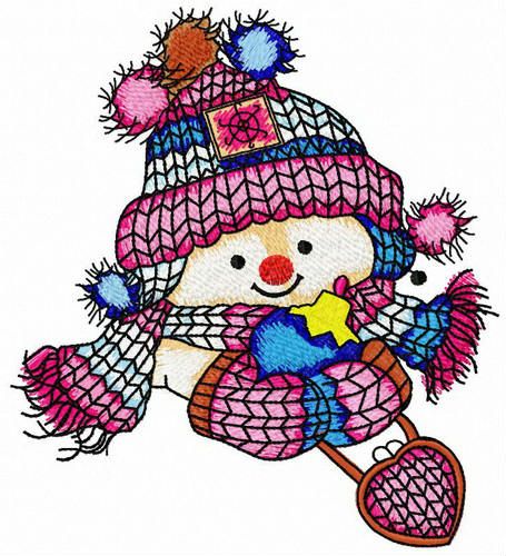Snowman's date machine embroidery design