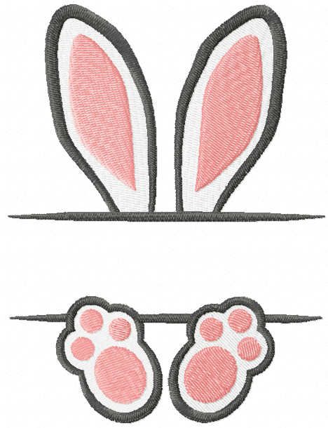 Easter bunny ears and feet free embroidery design