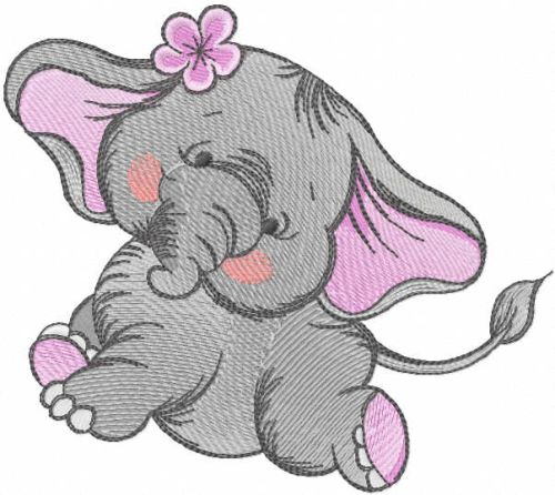 Dancing elephant embroidery design