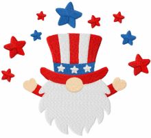 4th of july gnome embroidery design