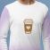 man wearing tee with long sleeves with coffee cup free embroidery design