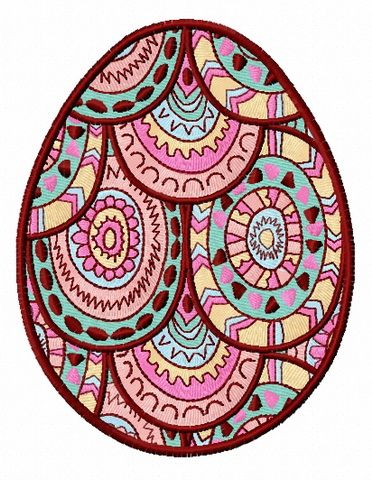 Mosaic egg machine embroidery design