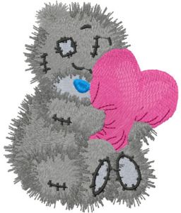Teddy Bear with heart embroidery design