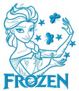 Elsa with butterflies 2 embroidery design