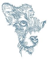 Lioness African map sketch embroidery design