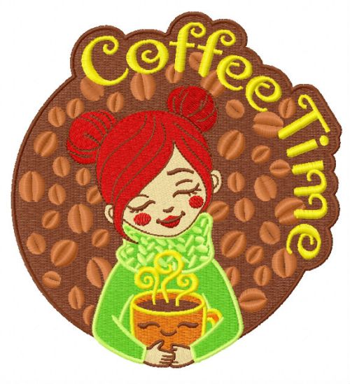 Coffee time machine embroidery design
