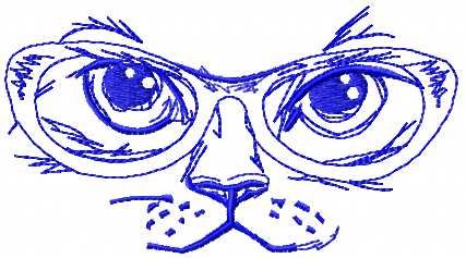 Cat glasses one colored free embroidery design