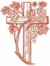 Grapevina and cross embroidery design