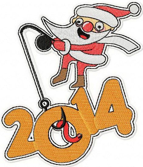 Santa fishing machine embroidery design