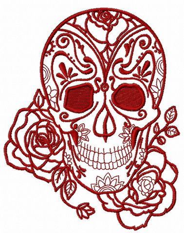 Skull and rose 2 machine embroidery design