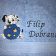 Bath towel with puppies embroidery design