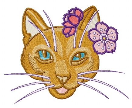 Stylish kitty machine embroidery design