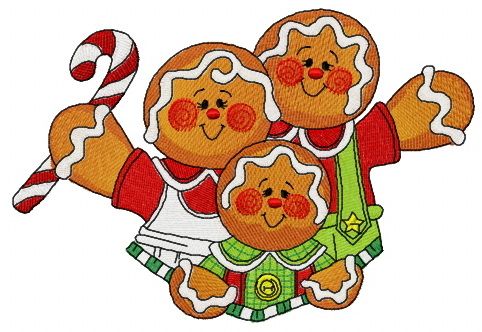 Gingerbread family 2 machine embroidery design