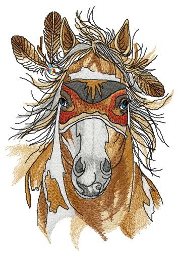 Warrior's horse machine embroidery design