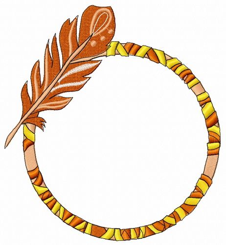Hoop with feather machine embroidery design
