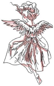 Girl angel doing knixen embroidery design