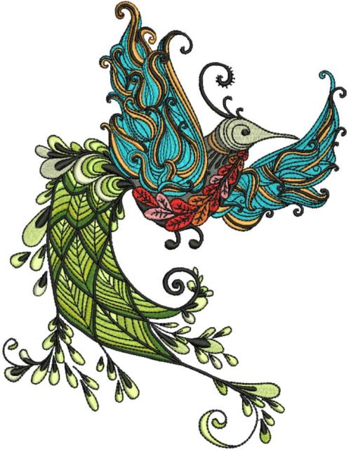 Fancy peacock machine embroidery design