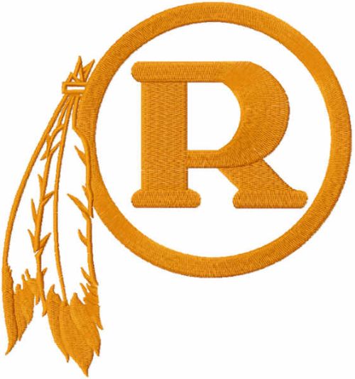 Redskins r one onelcolored logo embroidery design