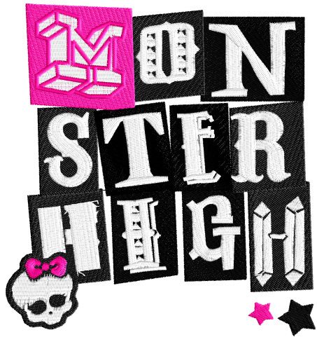 Monster High logo badge machine embroidery design