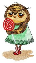 Owl with lollipop embroidery design
