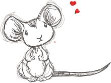 Dreaming loving mouse embroidery design