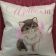 Pillow with cute kitty embroidery design