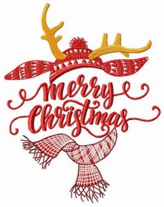 Horned Merry Christmas embroidery design