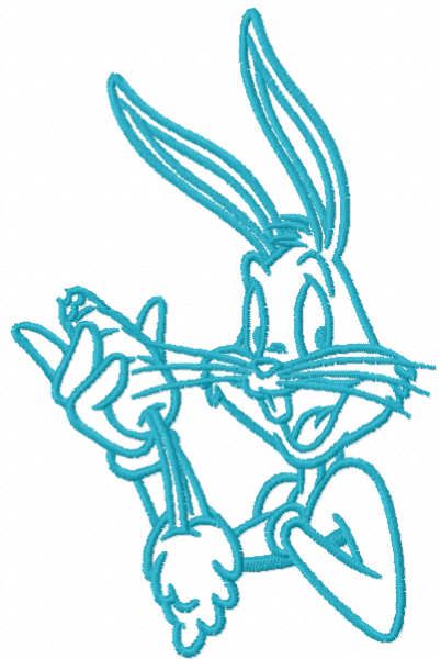 Bugs bunny love carrot one colored embroidery design