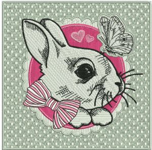 White bunny embroidery design