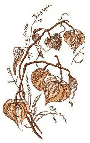 Physalis flower machine embroidery design