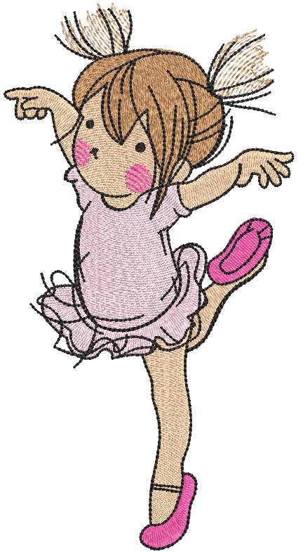 First success of young ballerina embroidery design