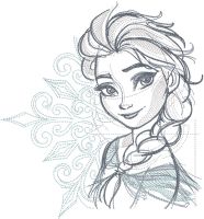 Frozen Elsa sketch embroidery design