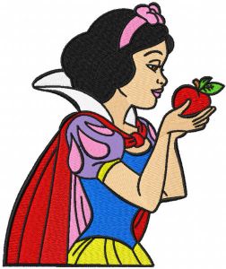 Snow white with apple embroidery design