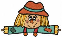 Smiling patchwork scarecrow embroidery design