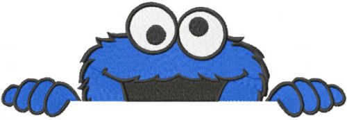 Hiding cookie monster embroidery design