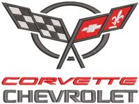 Chevrolet Corvette with flag logo embroidery design