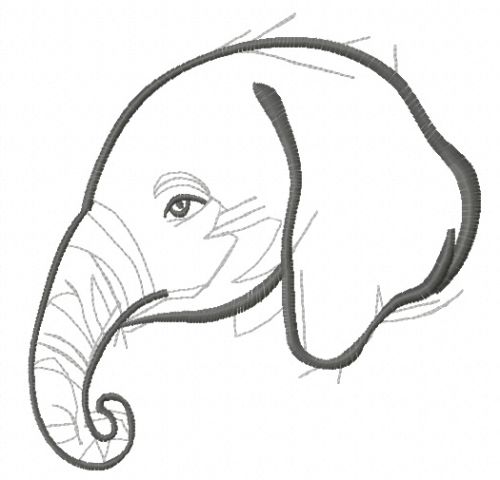 Elephant sketch 3 machine embroidery design