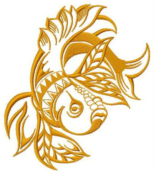 Grumpy golden fish 2 machine embroidery design