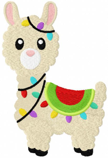 Llama like Christmas garland embroidery design