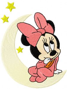 Minnie Mouse and moon embroidery design