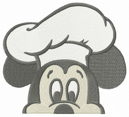 Mickey hiding in the kitchen machine embroidery design