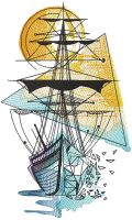 Glass sailboat embroidery design