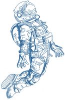 Hovering astronaut embroidery design